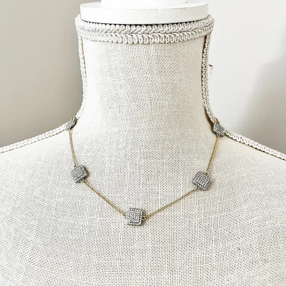 NEW White House Black Market Silver Chain & CZ Necklace